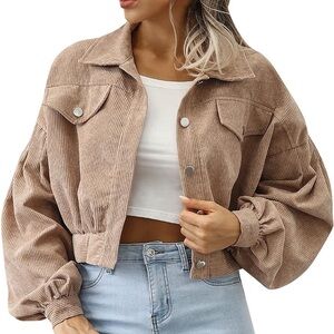 Cropped Corduroy Jacket - Tan